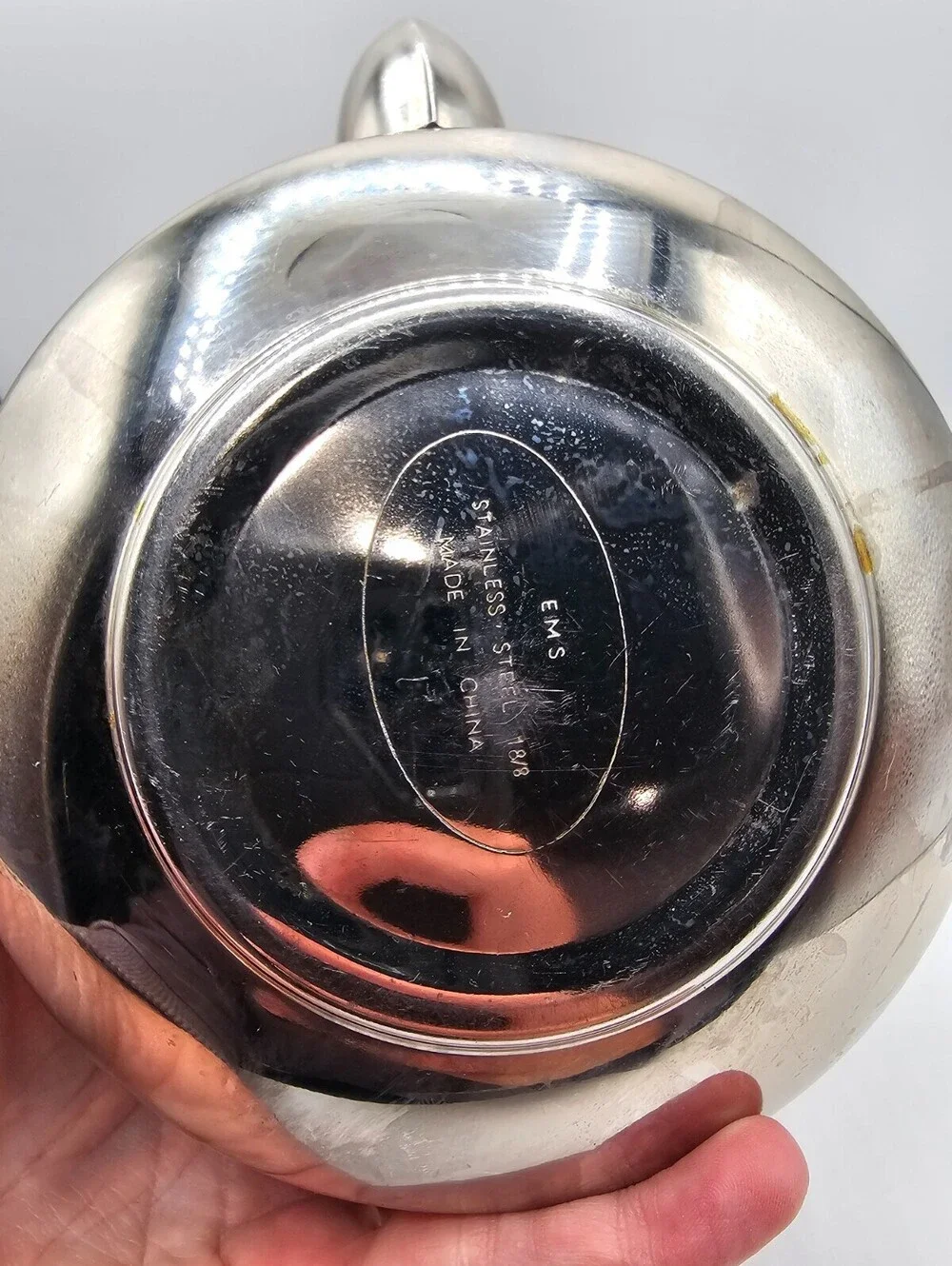 Vintage EMS 18/8 Stainless Steel Tea Kettle - Etched Greek Key Design - Retro
